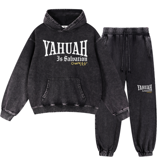 Yahuah Is Salvation Men's Black Vintage Heavyweight Sweatsuit Bundle
