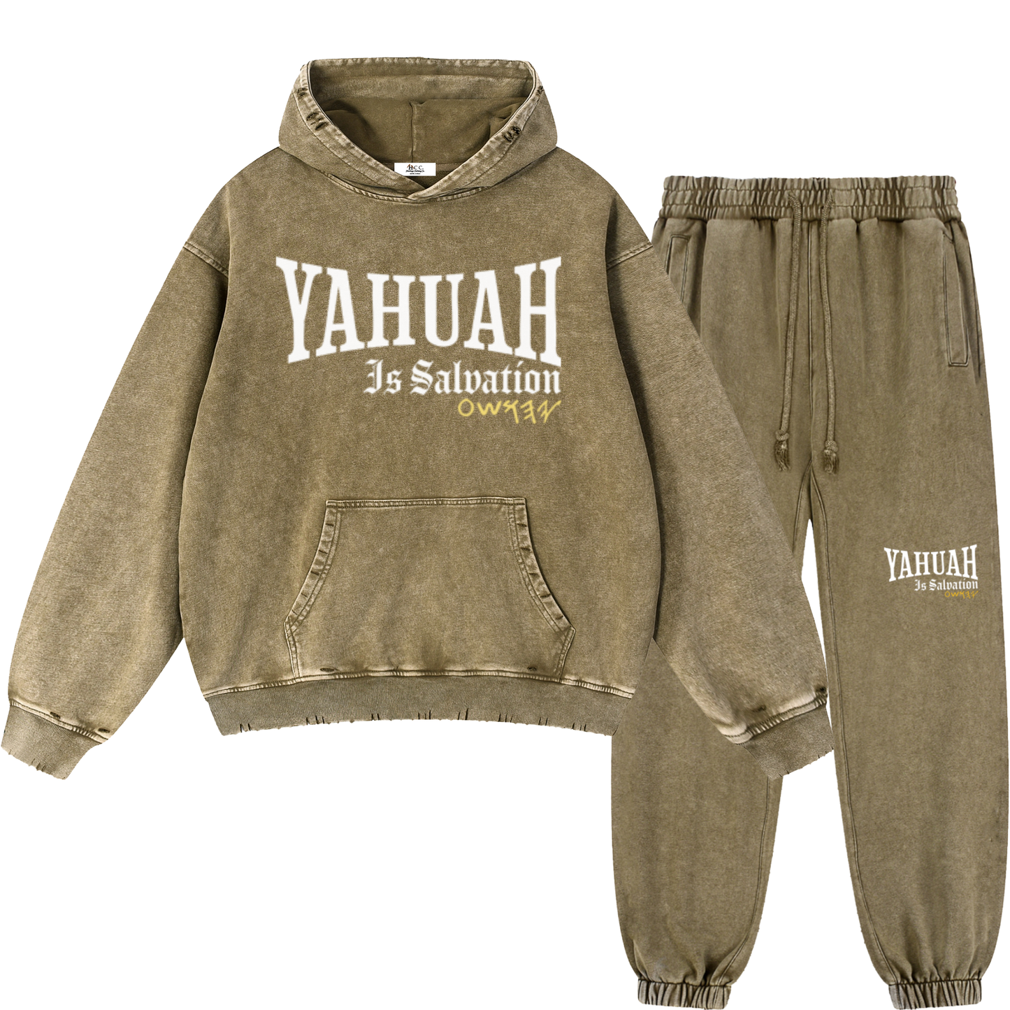 Yahuah Is Salvation Men’s Brown Vintage Heavyweight Sweatsuit Bundle