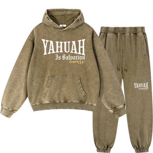 Yahuah Is Salvation Men’s Brown Vintage Heavyweight Sweatsuit Bundle
