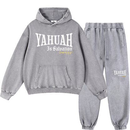Yahuah Is Salvation Men's Light Gray Vintage Heavyweight Sweatsuit Bundle