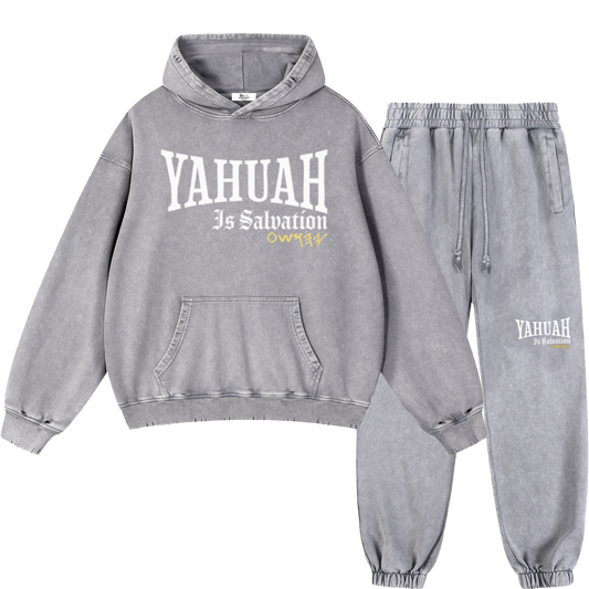 Yahuah Is Salvation Men's Light Gray Vintage Heavyweight Sweatsuit Bundle