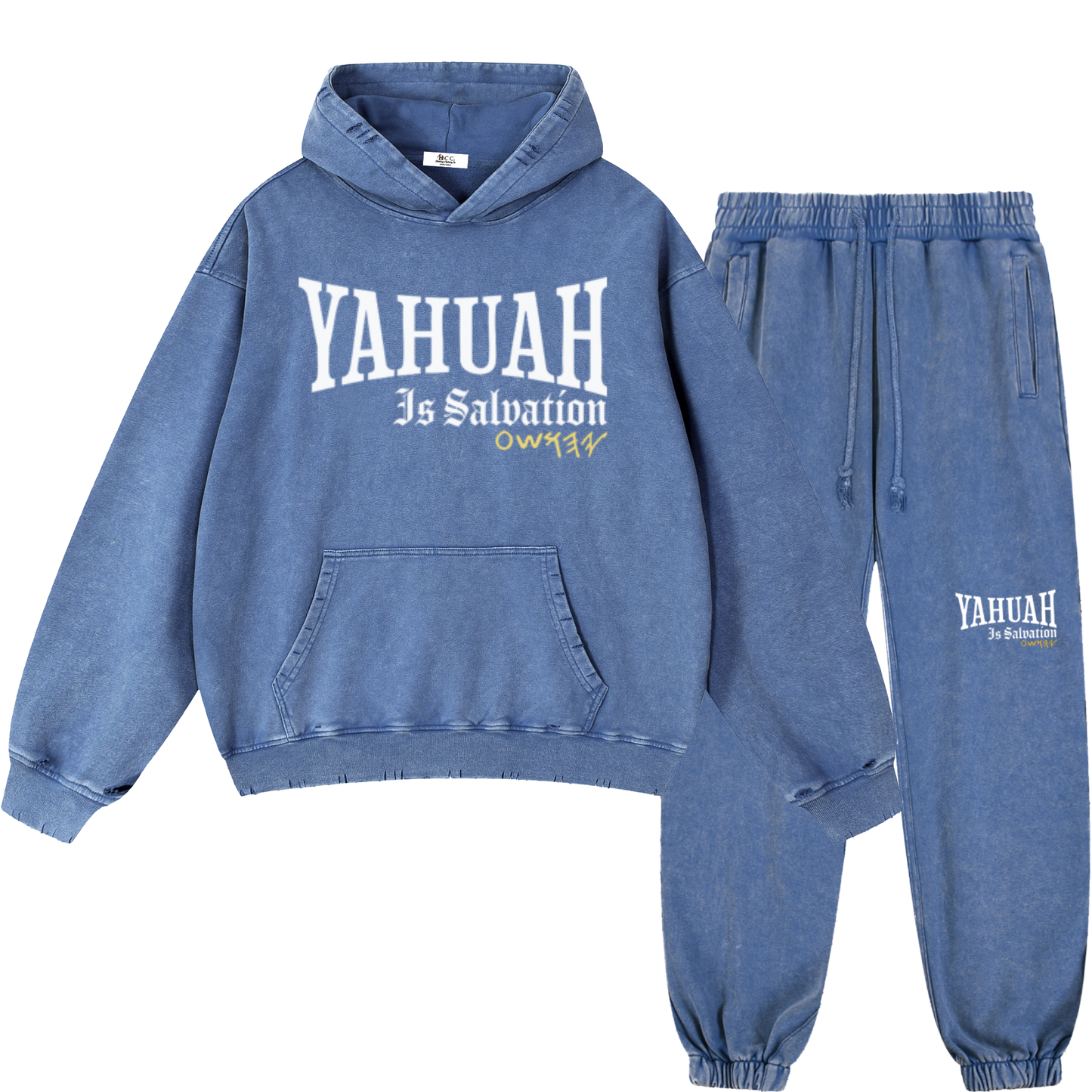 Yahuah Is Salvation Men's Royal Blue Vintage Heavyweight Sweatsuit Bundle