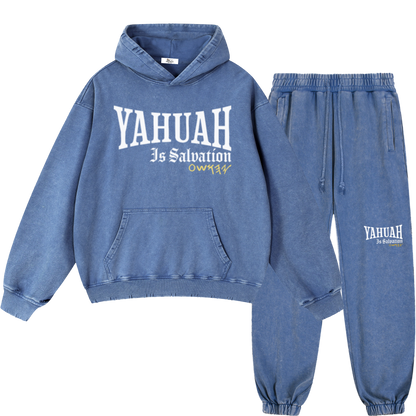Yahuah Is Salvation Men's Royal Blue Vintage Heavyweight Sweatsuit Bundle