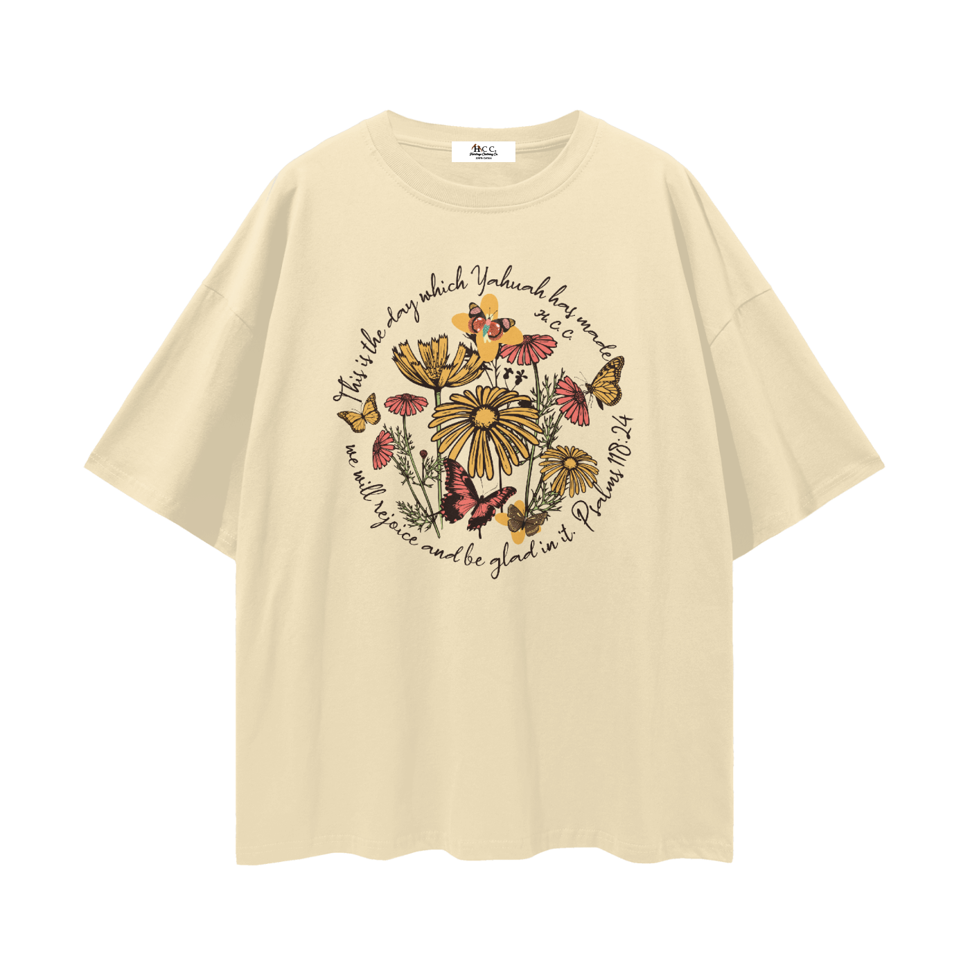 100 percent cotton,faith-based apparel,set apart clothing,righteouswear,scripture apparel,t-shirt,lightweight tee,drop shoulder tee,psalms 118 24,the day yahuah made