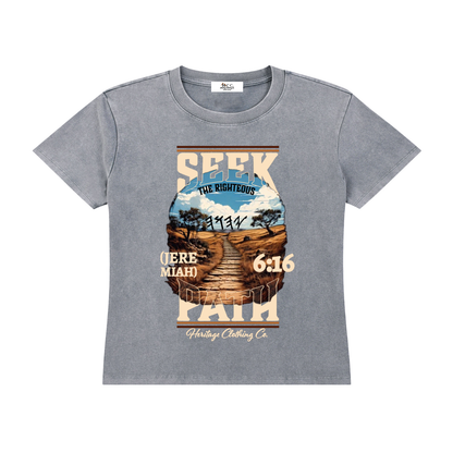 Heritage Clothing Co.,heritageclothingco,Yahuah,Yahusha,100% Cotton,Women's T-Shirt,Graphic Tee,Short-Sleeve,Short-Sleeves,Seek The Righteous Path