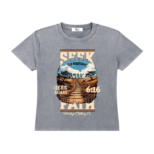 Heritage Clothing Co.,heritageclothingco,Yahuah,Yahusha,100% Cotton,Women's T-Shirt,Graphic Tee,Short-Sleeve,Short-Sleeves,Seek The Righteous Path