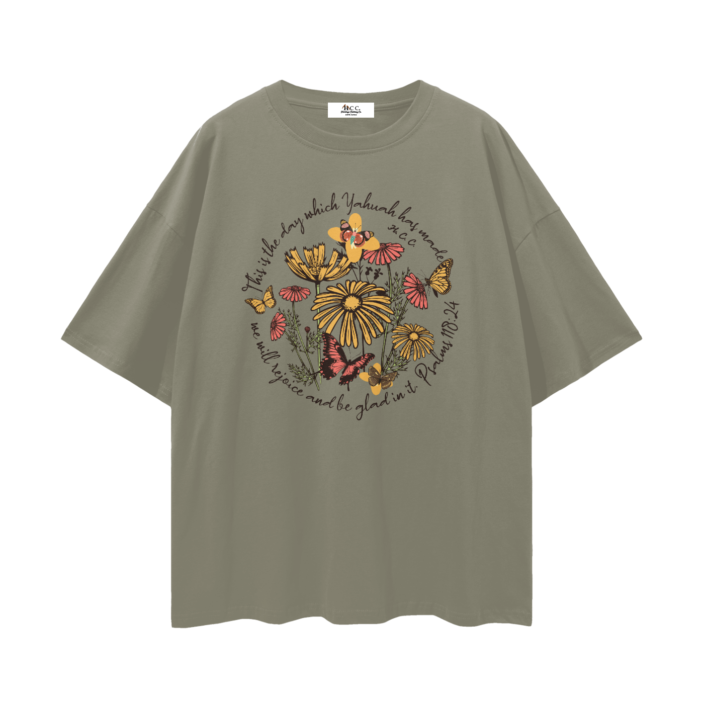 100 percent cotton,faith-based apparel,set apart clothing,righteouswear,scripture apparel,t-shirt,lightweight tee,drop shoulder tee,psalms 118 24,the day yahuah made