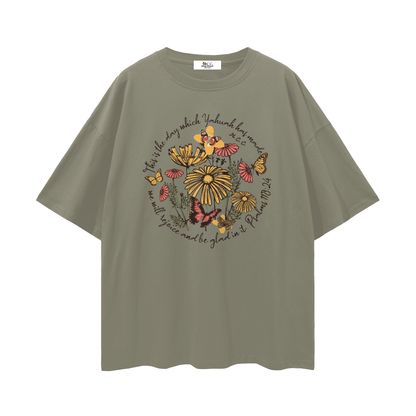 100 percent cotton,faith-based apparel,set apart clothing,righteouswear,scripture apparel,t-shirt,lightweight tee,drop shoulder tee,psalms 118 24,the day yahuah made