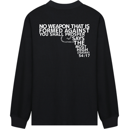 HeritageClothingCo.,heritageclothingco,Yahuah,Yahusha,100% Cotton,Long-Sleeve,T-Shirt,Graphic Long-Sleeve,No Weapon Shall Prosper,Long-Sleeve T-Shirt