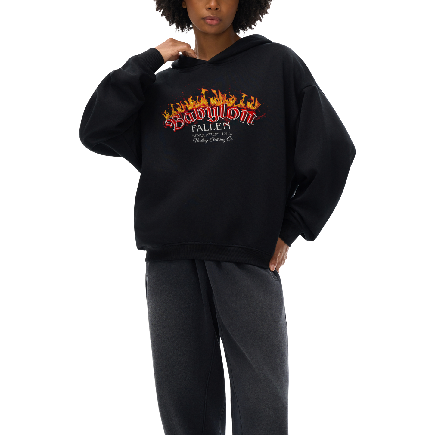 Heritage Clothing Co.,heritageclothingco,Yahuah,Yahusha,Babylon Fallen,Revelation 18:2,Women's,Hoodie,Cropped,100% Cotton