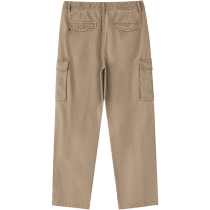 Men’s Heritage Brown, Beige Cargo Pants made from 100 percent cotton with a mid rise elastic waist and loose full length fit