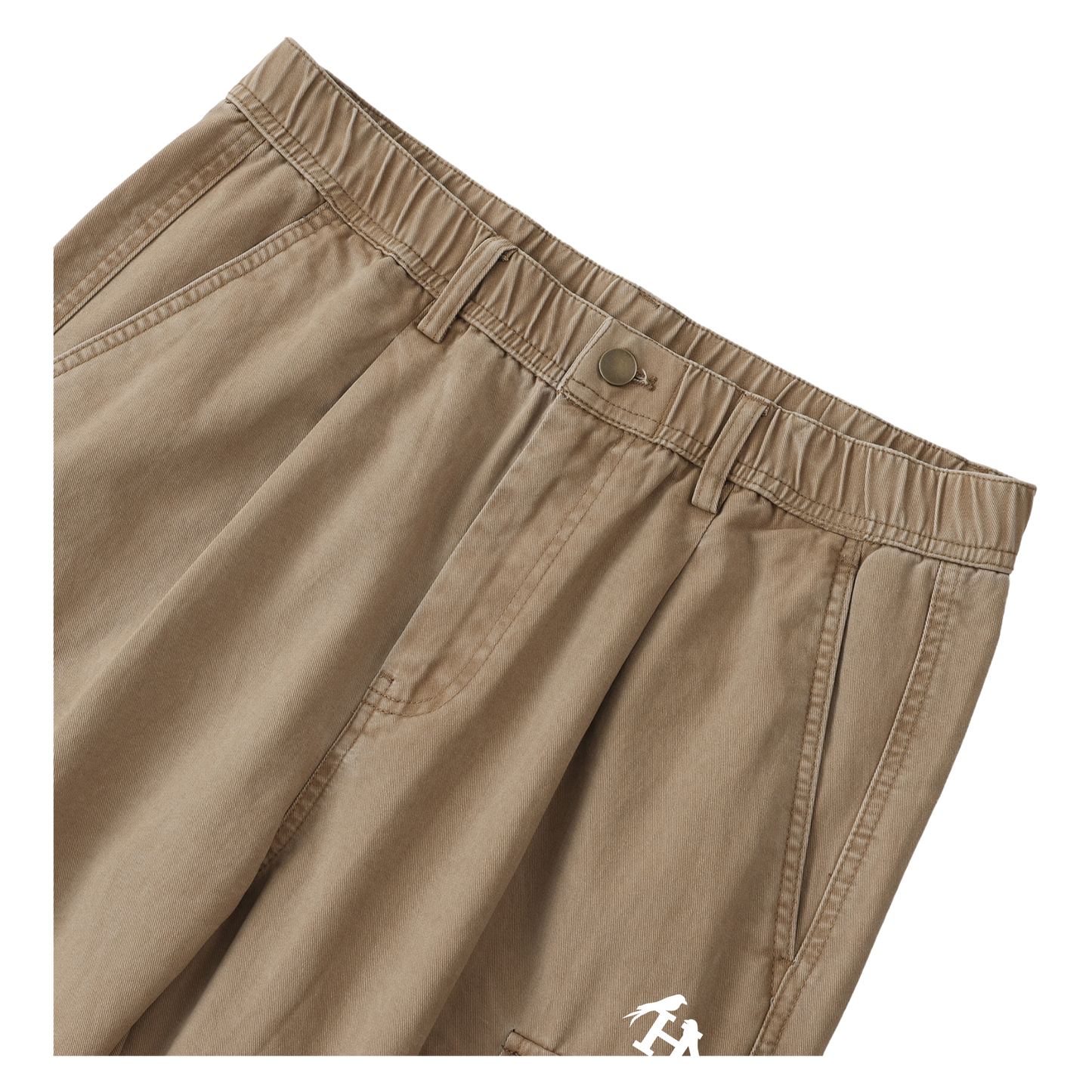 Men’s Heritage Brown, Beige Cargo Pants made from 100 percent cotton with a mid rise elastic waist and loose full length fit
