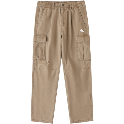 Men’s Heritage Brown, Beige Cargo Pants made from 100 percent cotton with a mid rise elastic waist and loose full length fit