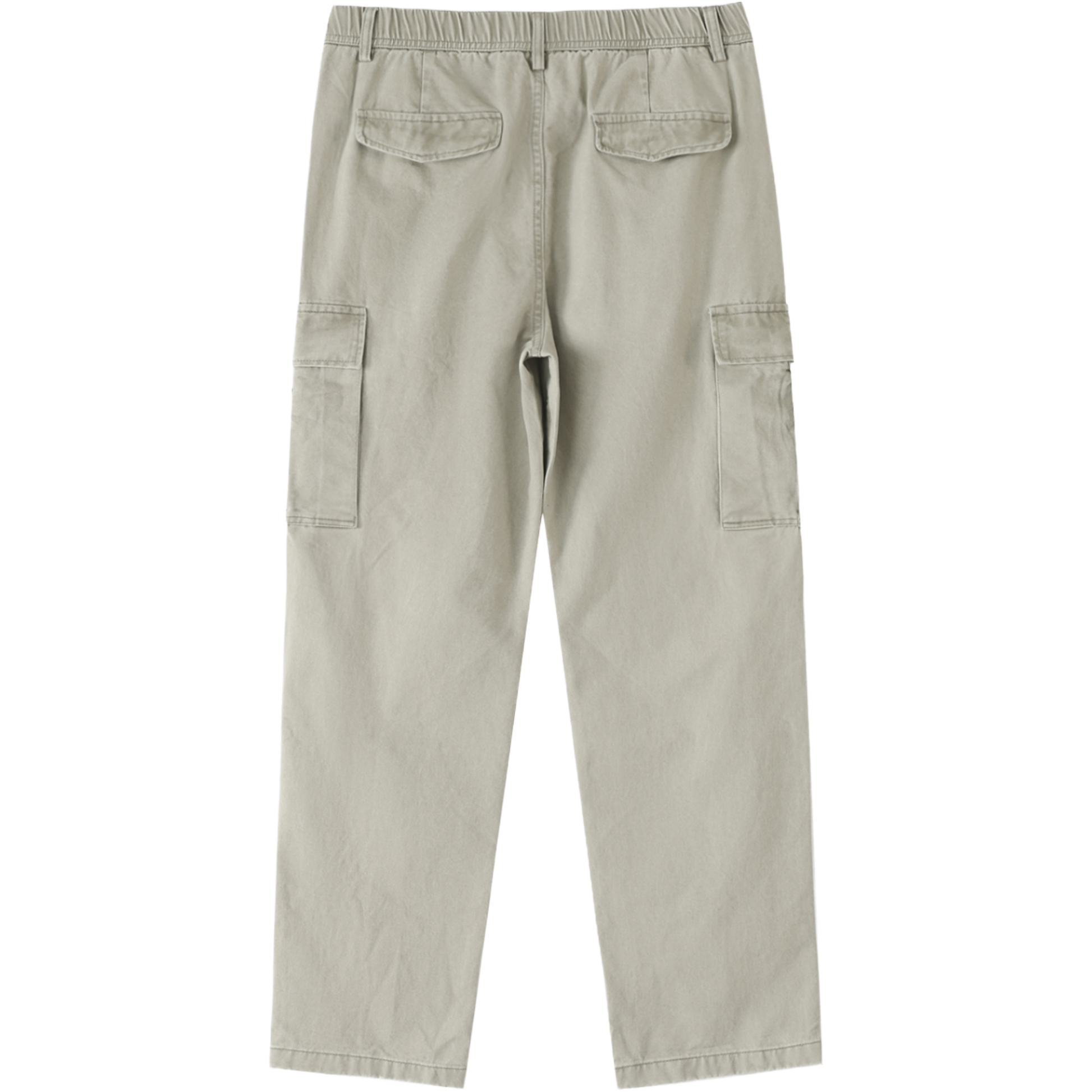 Men’s Heritage Light Gray Cargo Pants made from 100 percent cotton with a mid rise elastic waist and loose full length fit