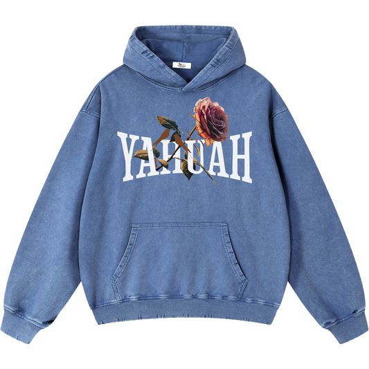 peace purity presence women’s blue vintage heavyweight cotton hoodie front view